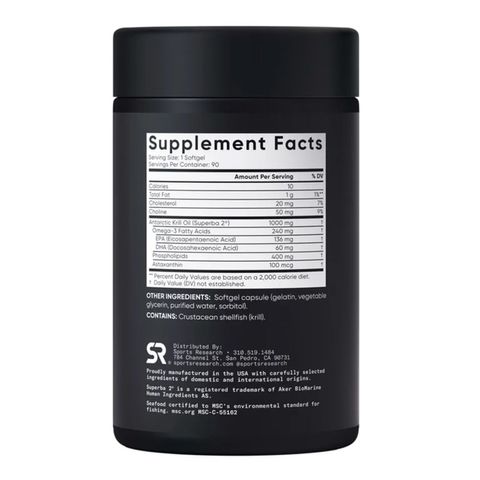 Krill Oil Omega 3 Sports Research - Hỗ trợ cần thiết cho quá trình truyền tín hiệu thần kinh chức năng gan và cơ bắp date 2029 sản xuất chính hãng Mỹ