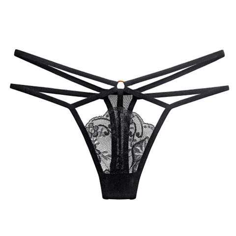 Quần Lọt Khe Sexy Phối Dây Chéo Quyến Rũ Gợi Cảm Quần Lót Ren Xuyên Thấu Tôn Dáng - T341 Đen