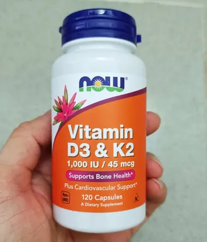  Viên uống NOW Vitamin D-3 & K-2 hỗ trợ sức khỏe xương khớp và tim mạch.