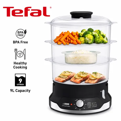 Nồi hấp điện Tefal VC2048 3 tầng 9L 800W Ultra Compact