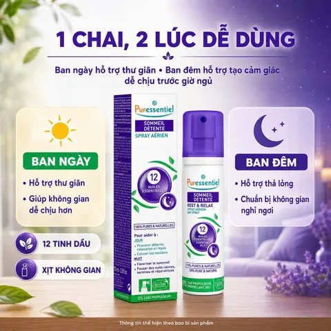 Xịt Tinh Dầu Thư Giãn Ngủ Ngon Puressentiel REST & RELAX 200ML - 100% Tinh Dầu Thiên Nhiên Cho Giấc Ngủ Sâu và Thư Thái