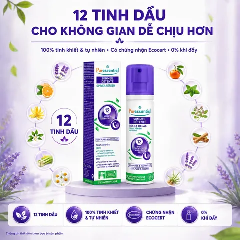 Xịt Tinh Dầu Thư Giãn Ngủ Ngon Puressentiel REST & RELAX 200ML - 100% Tinh Dầu Thiên Nhiên Cho Giấc Ngủ Sâu và Thư Thái