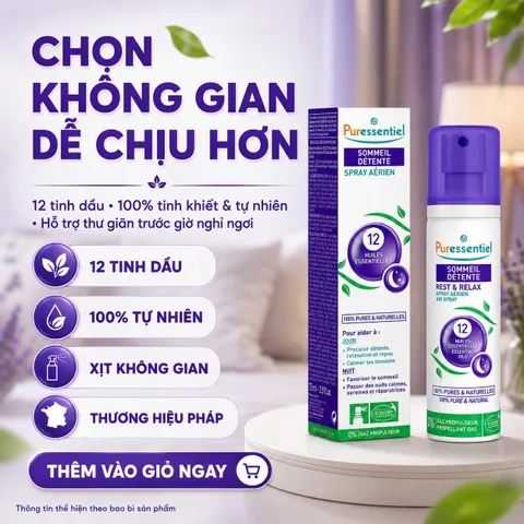 Xịt Tinh Dầu Thư Giãn Ngủ Ngon Puressentiel REST & RELAX 200ML - 100% Tinh Dầu Thiên Nhiên Cho Giấc Ngủ Sâu và Thư Thái