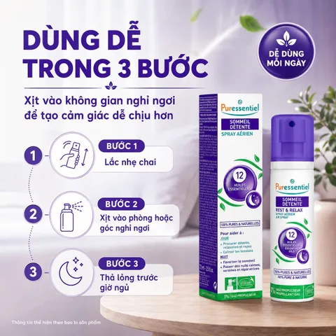 Xịt Tinh Dầu Thư Giãn Ngủ Ngon Puressentiel REST & RELAX 200ML - 100% Tinh Dầu Thiên Nhiên Cho Giấc Ngủ Sâu và Thư Thái