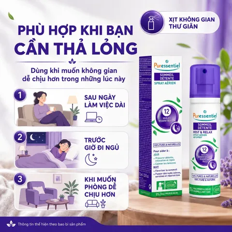Xịt Tinh Dầu Thư Giãn Ngủ Ngon Puressentiel REST & RELAX 200ML - 100% Tinh Dầu Thiên Nhiên Cho Giấc Ngủ Sâu và Thư Thái