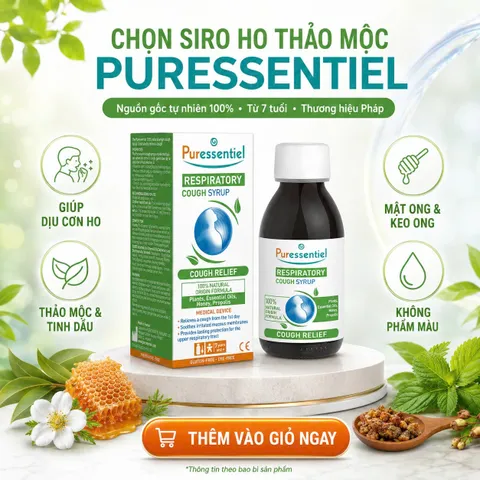 Xi Rô Ho Puressentiel Respiratory Cough Syrup 125ml - Cho trẻ trên 7 tuổi và cả gia đình