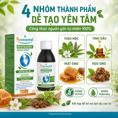 Xi Rô Ho Puressentiel Respiratory Cough Syrup 125ml - Cho trẻ trên 7 tuổi và cả gia đình