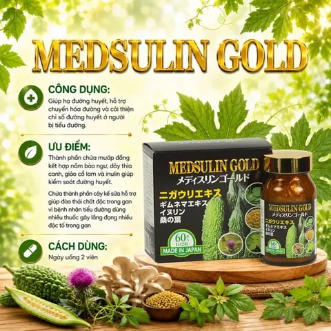 Viên uống giúp hạ đường huyết hỗ trợ chuyển hóa đường Medsulin Gold Jpanwell (60 viên)