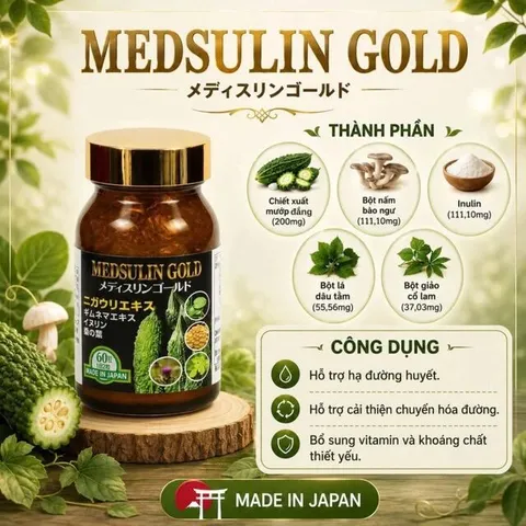 Viên uống giúp hạ đường huyết hỗ trợ chuyển hóa đường Medsulin Gold Jpanwell (60 viên)