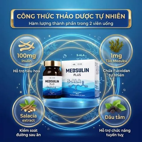 Viên uống hỗ trợ cải thiện chỉ số đường huyết Medsulin Plus (60 viên)