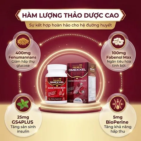 Viên uống hỗ trợ ổn định đường huyết Premium Omexxel Blood Sugar Health (60 viên)
