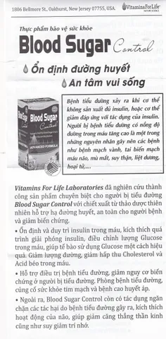 Viên uống ổn định đường huyết, tốt cho người bị tiểu đường Blood Sugar Control Vitamins For Life (60 viên)