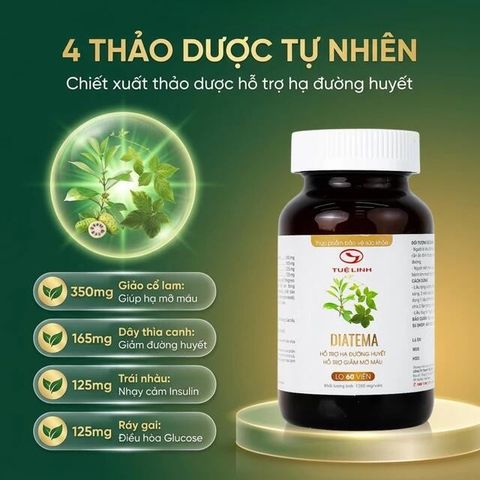 Viên hỗ trợ hạ đường huyết Diatema Tuệ Linh (60 viên)