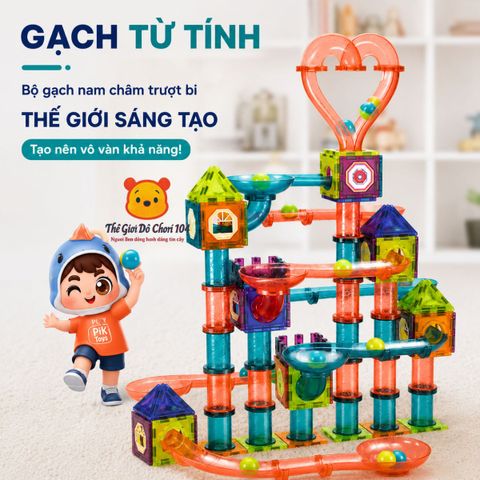 Bộ xếp hình nam châm ánh sáng Colorful Magnetic 131 chi tiết phát triển tư duy Stem Thế giới đồ chơi 1104