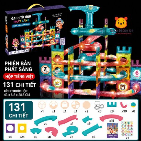 Bộ xếp hình nam châm ánh sáng Colorful Magnetic 131 chi tiết phát triển tư duy Stem Thế giới đồ chơi 1104