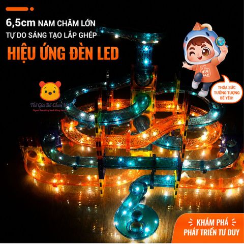 Bộ xếp hình nam châm ánh sáng Colorful Magnetic 131 chi tiết phát triển tư duy Stem Thế giới đồ chơi 1104