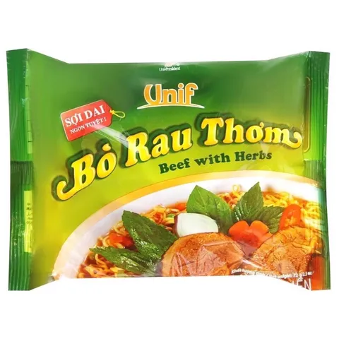 THÙNG 30 GÓI MÌ UNIF VỊ BÒ RAU THƠM/ TÔM CHUA CAY