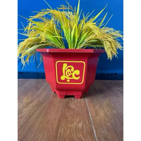 Comb 10 Cái Chậu Nhựa Trồng Cây Lục Giác 210 Phúc Lộc Thọ Tuỳ Màu Dày Dặn 23x15cm