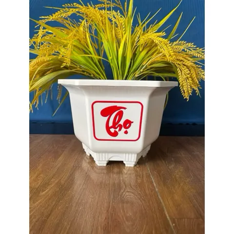 Comb 10 Cái Chậu Nhựa Trồng Cây Lục Giác 210 Phúc Lộc Thọ Tuỳ Màu Dày Dặn 23x15cm