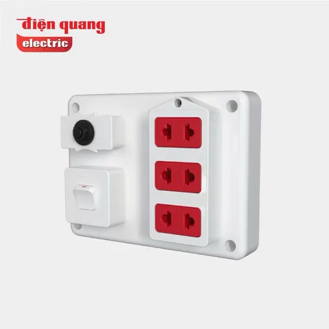 Ổ cắm Điện Quang ĐQ ESK 32 SW (3 lỗ 1 công tắc, có nắp che an toàn, màu trắng, không dây) chính hãng