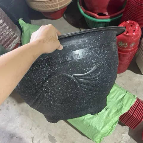 Sỉ 10 Chậu nhựa Đen đá T58 Long phụng hàng bóng dày đẹp không bể vỡ trồng cây (hàng đẹp ) miệng ngang 55cm cao 28cm