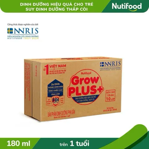 Thùng 48 hộp sữa bột pha sẵn Growplus đỏ 180ml (date mới)