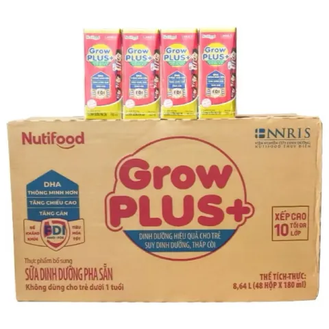 Thùng 48 hộp sữa bột pha sẵn Growplus đỏ 180ml (date mới)
