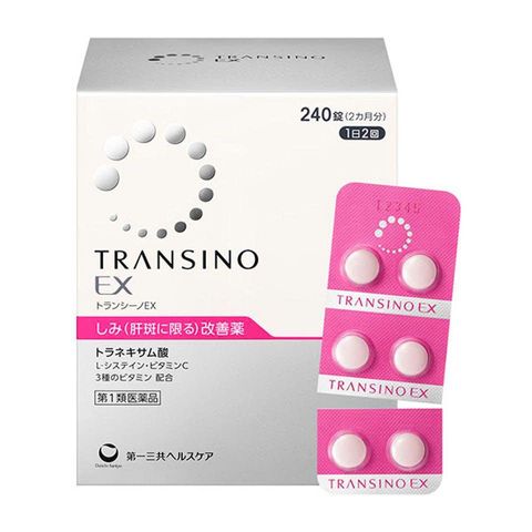 Viên Uống Transino Giảm Nám Tàn Nhang 240 Viên Nhật Bản, . Sản phẩm chứa hoạt chất chính là Tranexami Acid (750mg), giúp ức chế hắc tố melanin, làm mờ vết nám, tàn nhang và dưỡng sáng da hiệu quả sau 