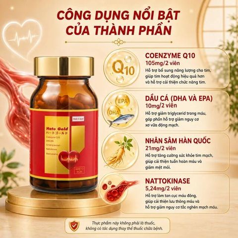 Viên uống hỗ trợ tim mạch, bổ sung các chất chống oxi hóa cho cơ thể Hato Gold Jpanwell (60 viên)
