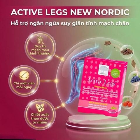 Viên uống hỗ trợ điều triị suy giãn tĩnh mạch chân Active Legs New Nordic (15 viên)