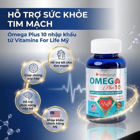 Viên uống giúp chống oxy hóa, hỗ trợ tốt cho tim mạch Omega Plus 10 Vitamins For Life (60 viên)