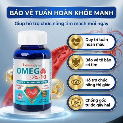 Viên uống giúp chống oxy hóa, hỗ trợ tốt cho tim mạch Omega Plus 10 Vitamins For Life (60 viên)