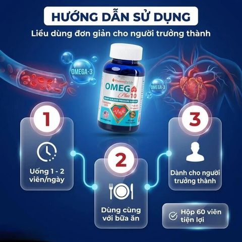 Viên uống giúp chống oxy hóa, hỗ trợ tốt cho tim mạch Omega Plus 10 Vitamins For Life (60 viên)