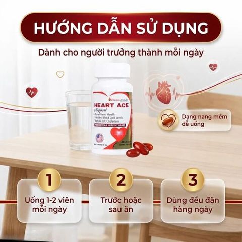 Viên uống hỗ trợ sức khỏe tim mạch, ổn định nhịp tim Heart Ace Support Vitamins For Life (30 viên)
