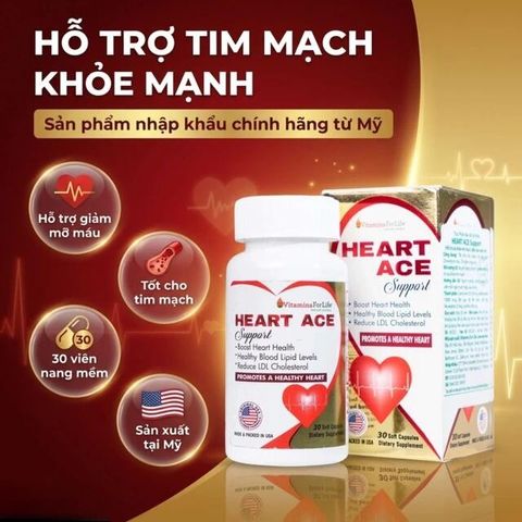 Viên uống hỗ trợ sức khỏe tim mạch, ổn định nhịp tim Heart Ace Support Vitamins For Life (30 viên)