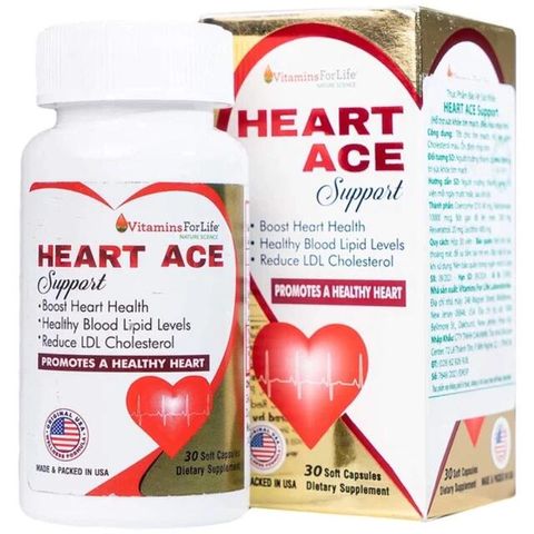 Viên uống hỗ trợ sức khỏe tim mạch, ổn định nhịp tim Heart Ace Support Vitamins For Life (30 viên)