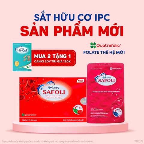 Sắt Hữu Cơ Bổ Sung 5MTHF Sắt Avisure Safoli New Cho Bà Bầu & Sau Sinh