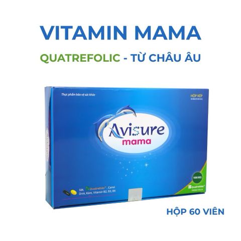 Avisure Mama Vitamin tổng hợp cho bà bầu, sau sinh, acid folic thế hệ thứ 4 từ Châu Âu Hộp 60v