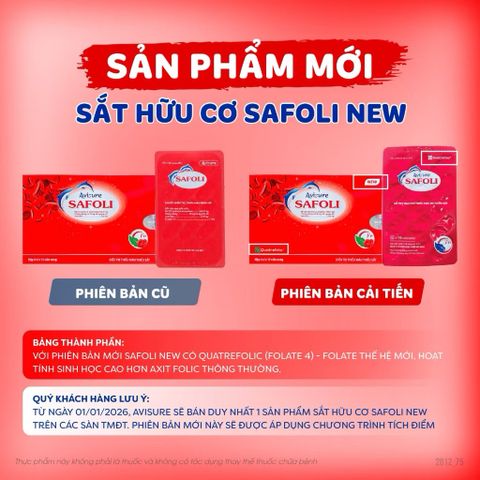 Sắt Hữu Cơ Bổ Sung 5MTHF Sắt Avisure Safoli New Cho Bà Bầu & Sau Sinh