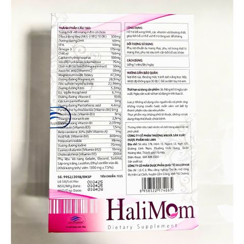 Vitamin tổng hợp Halimom cho mẹ bầu và sau sinh cung cấp Sắt Acidfolic DHA và vitamin