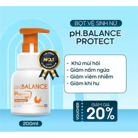 Bọt Vệ Sinh Nữ ph.BALANCE Protect Intimate Gel Làm Sạch Khử Mùi Hôi Cân Bằng Ph