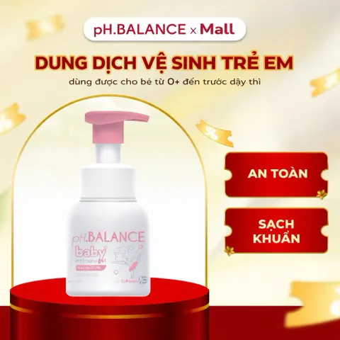 Dung dịch vệ sinh Ph Balance Baby cho bé trước tuổi dậy thì giúp khử mùi,giảm ngứa làm mềm và giữ ẩm