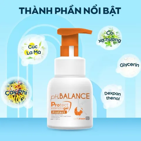 Bọt Vệ Sinh Nữ ph.BALANCE Protect Intimate Gel Làm Sạch Khử Mùi Hôi Cân Bằng Ph