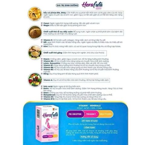 HERAFUTA Vitamin bổ bầu - nhập khẩu Tây Ban Nha [ Tem chính hãng] (hộp 30 viên)