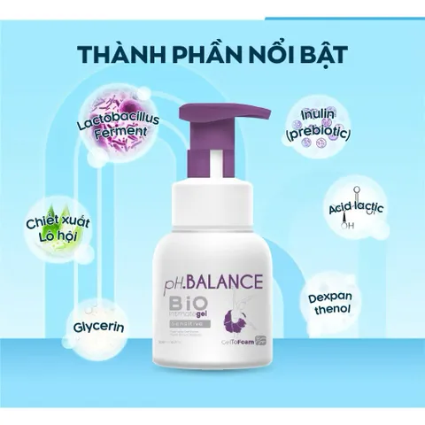 Bọt Vệ Sinh Nữ pH.BALANCE Bio Intimate Gel Giảm Ngứa, Khử Mùi, Làm Dịu Kích Ứng Bảo Vệ Da
