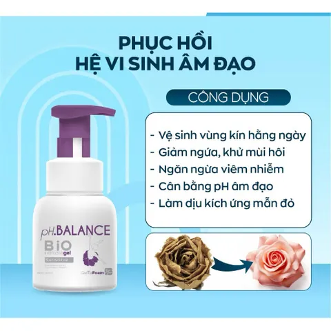 Bọt Vệ Sinh Nữ pH.BALANCE Bio Intimate Gel Giảm Ngứa, Khử Mùi, Làm Dịu Kích Ứng Bảo Vệ Da