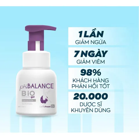 Bọt Vệ Sinh Nữ pH.BALANCE Bio Intimate Gel Giảm Ngứa, Khử Mùi, Làm Dịu Kích Ứng Bảo Vệ Da