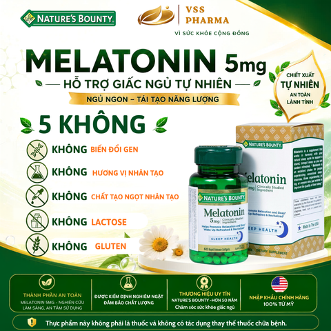 Viên uống Hỗ trợ giấc ngủ  Nature's Bounty Melatoni n (60 viên) giúp ngủ sâu giấc, thư giãn giảm căng thẳng