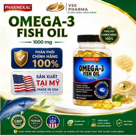 Viên uống Dầu cá  Pharmekal omega 3 fish oil 1000mg - Hỗ trợ trí não và thị lực (H100 viên)