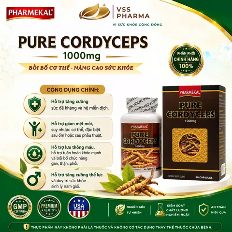 Viên uống Đông Trùng Hạ Thảo Pharmekal - Tăng cường sức khỏe, hỗ trợ sức đề kháng (H60 viên)